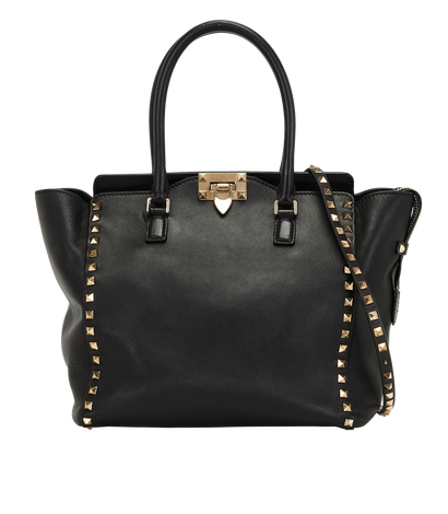 Rockstud Tote, &pound;395, Handbags, Black, Leather, Front view